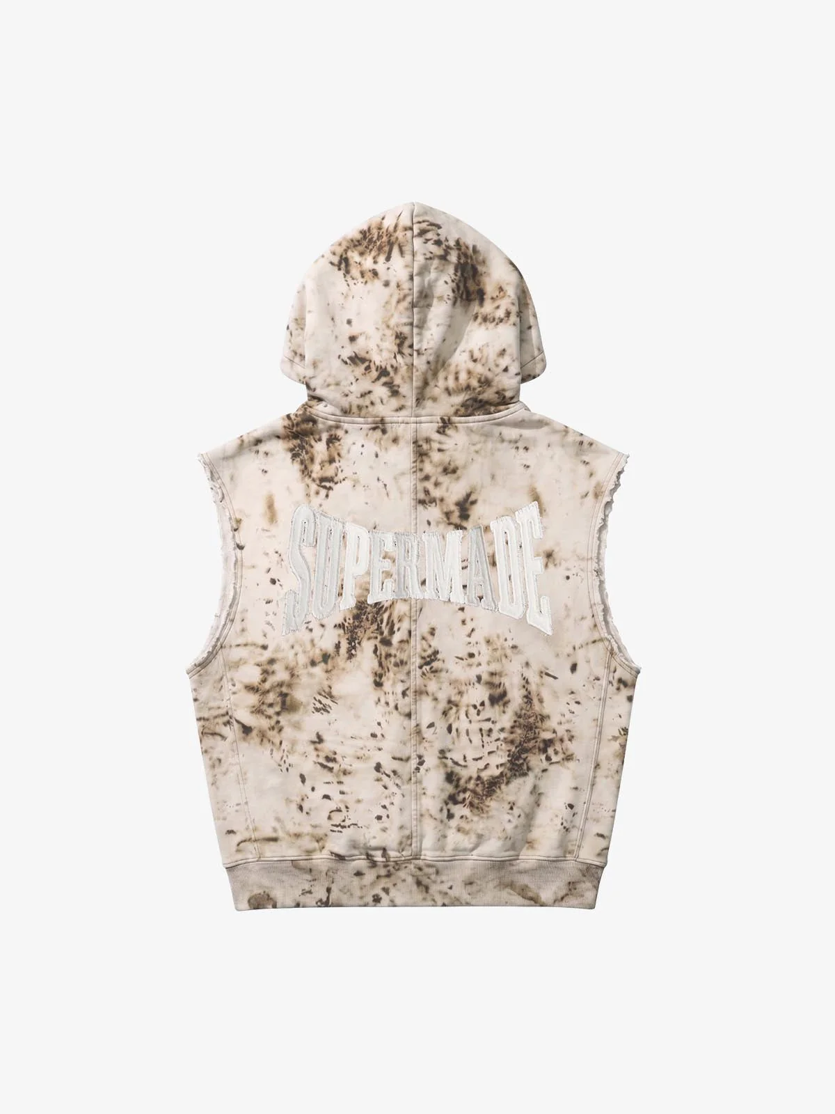 Washed Distressed Irregular Leopard Sleeveless Hooded Vest Set - Image 8