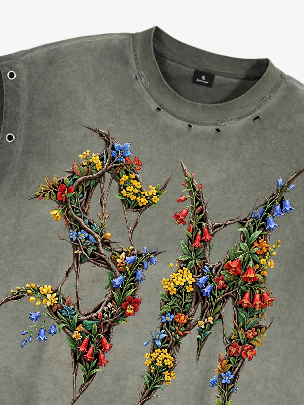 Washed Floral Graphic Sleeveless T-Shirt - Image 3