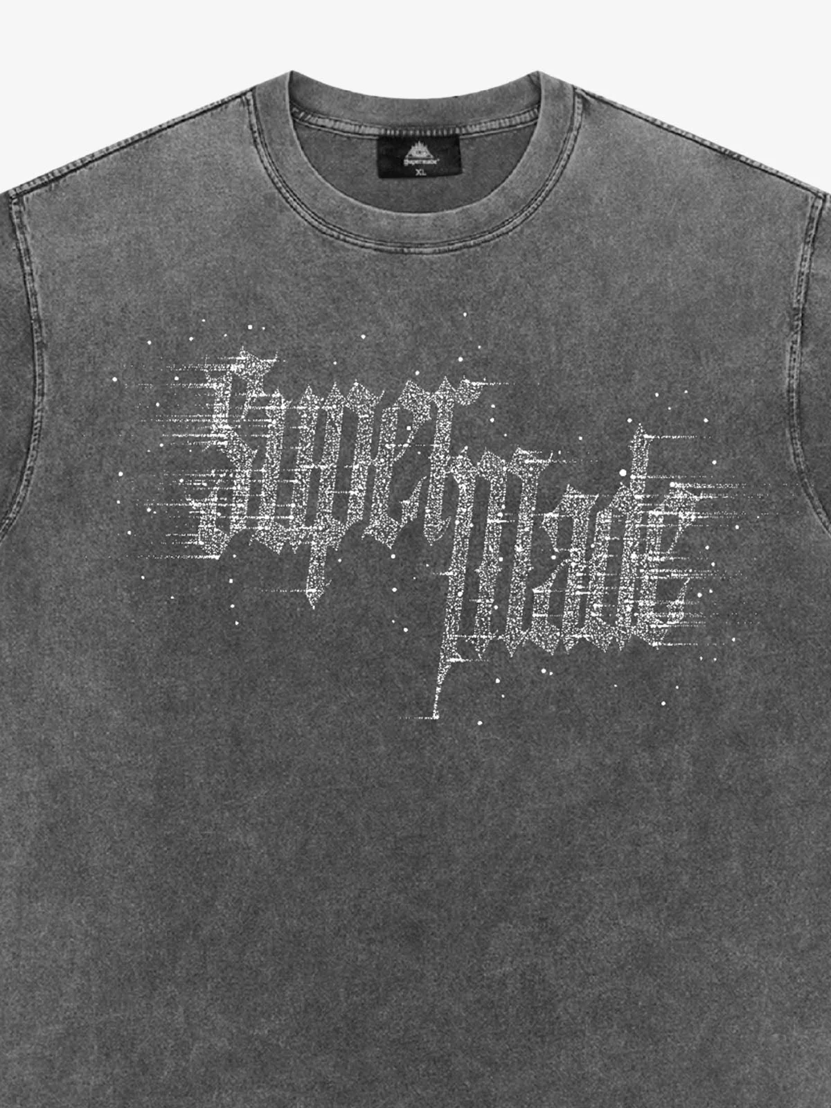 Washed Gothic Letter Imitation Diamond T-Shirt - Image 12