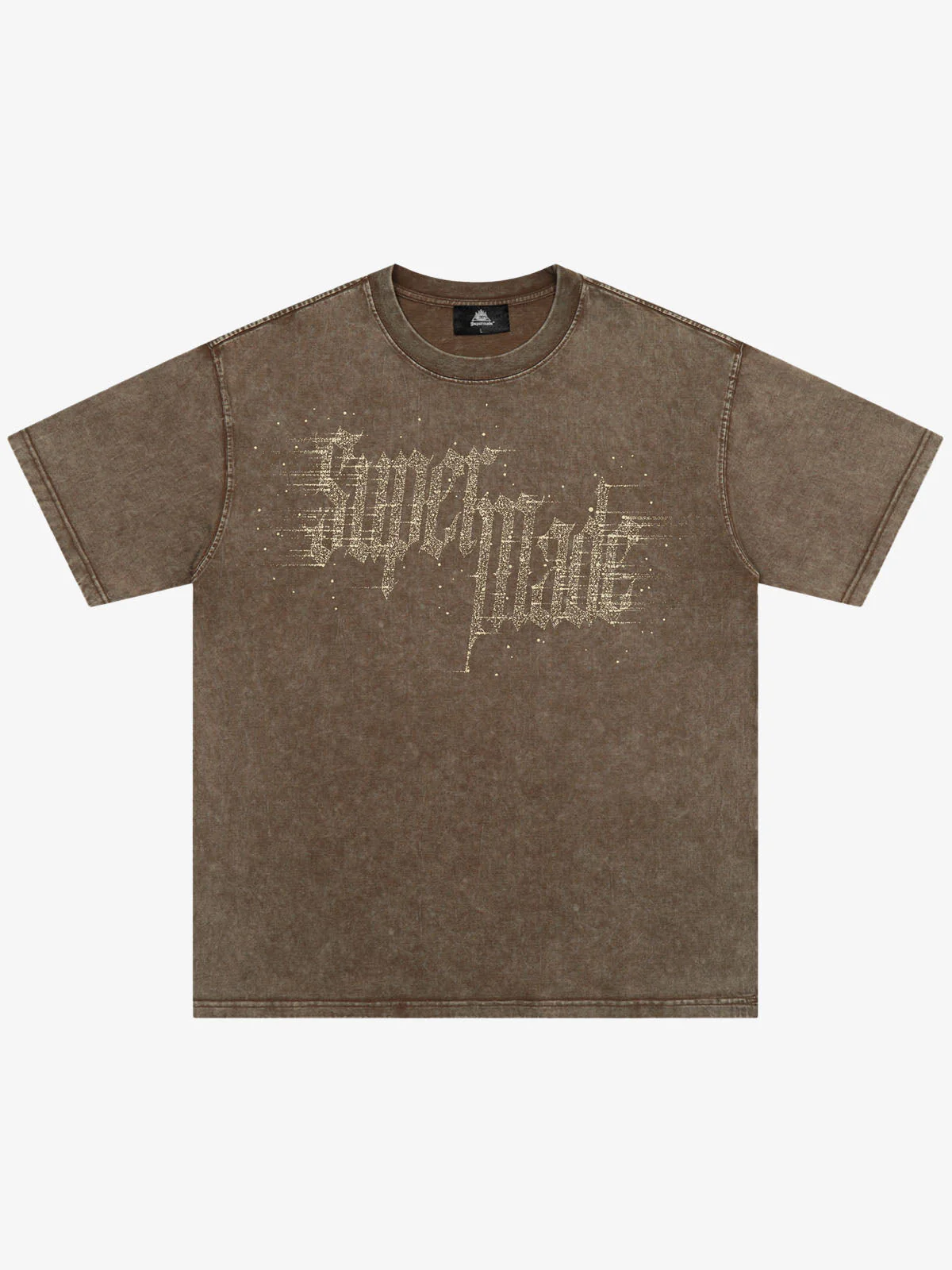 Washed Gothic Letter Imitation Diamond T-Shirt - Image 2