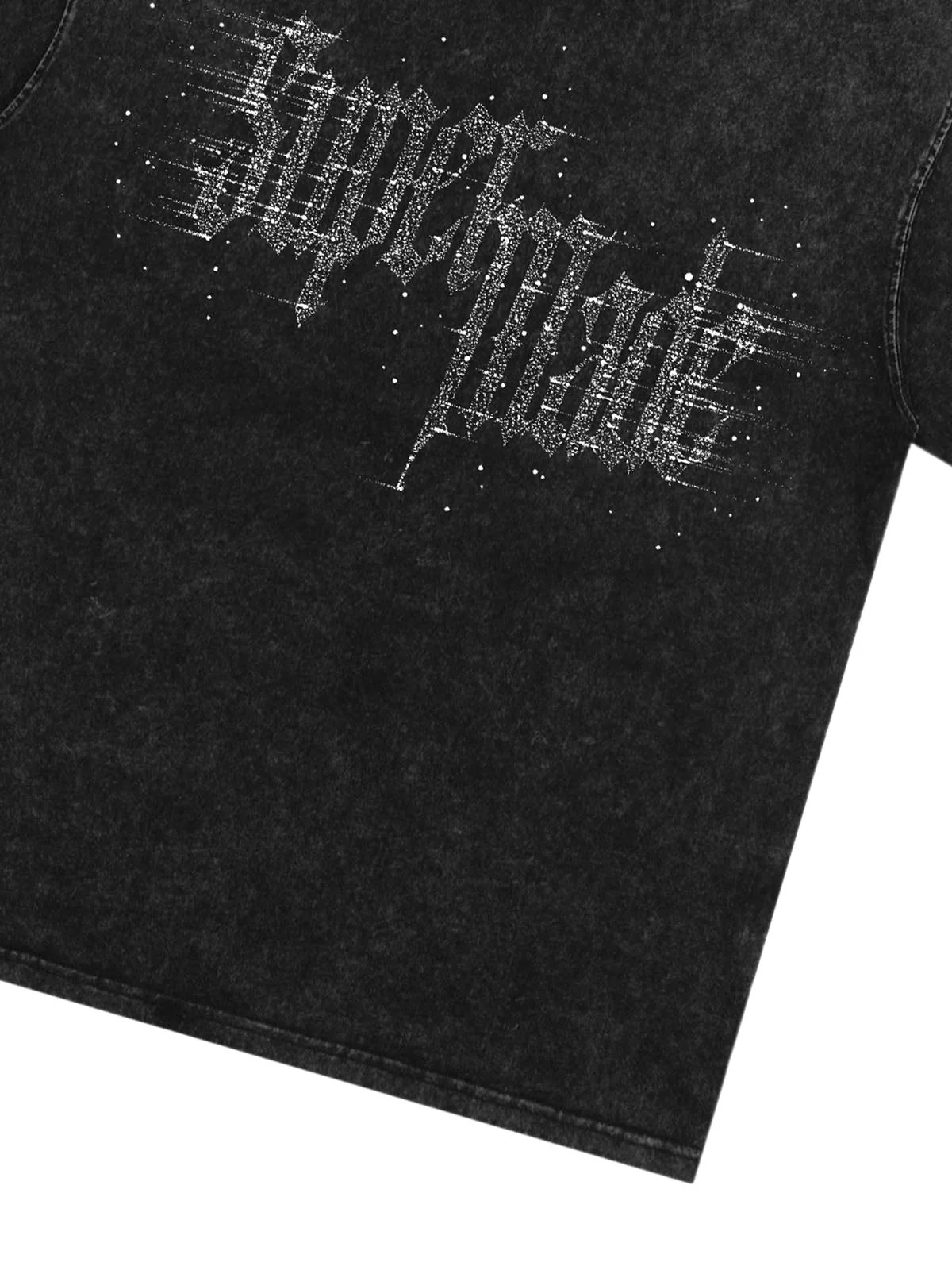 Washed Gothic Letter Imitation Diamond T-Shirt - Image 5