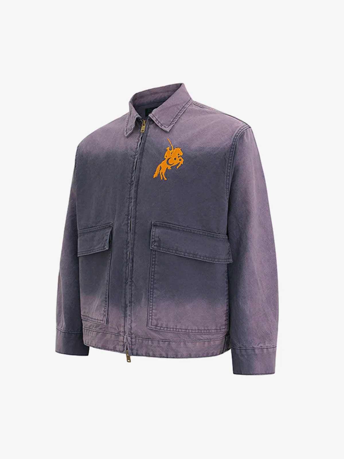 Washed Gradient Embroidered Zip Jacket - Image 2