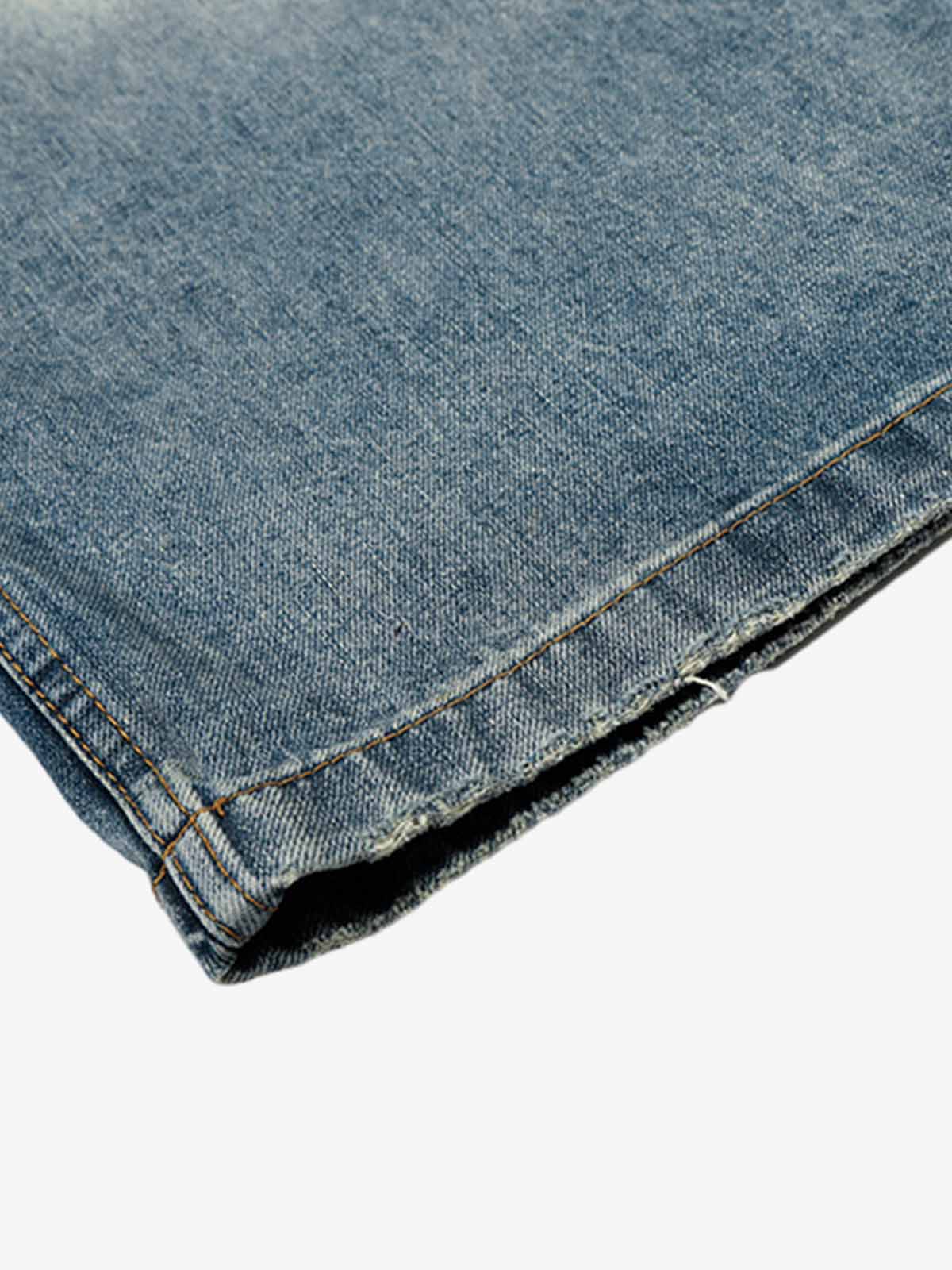Washed Metal Hook Front Design Barrel Jeans - Image 8