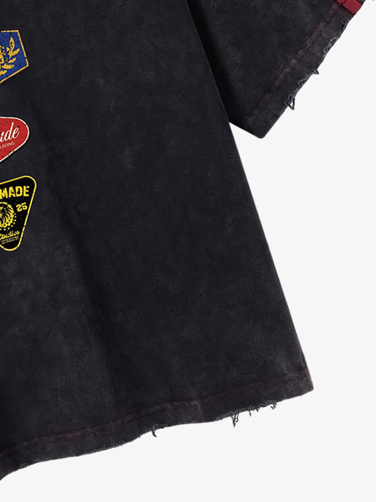 Washed Moto Graphic Distressed Raglan T-Shirt - Image 7