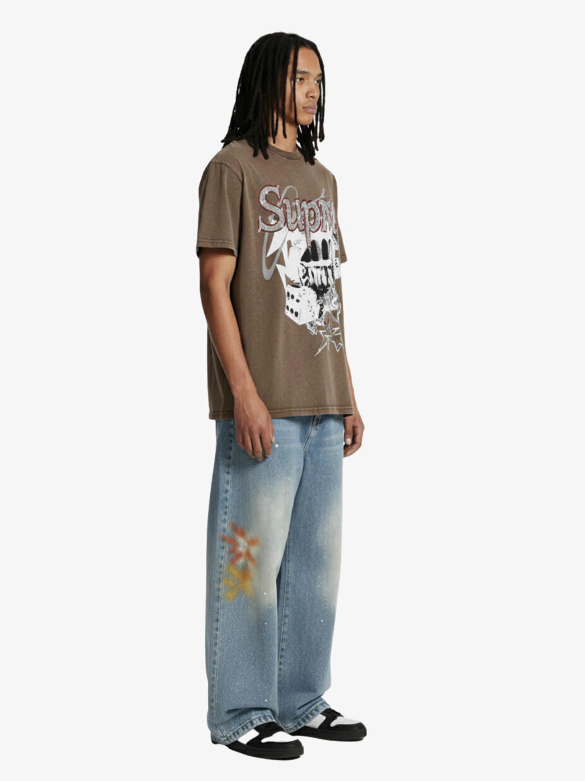 Washed Rhinestone Letter Graphic T-Shirt - Image 5