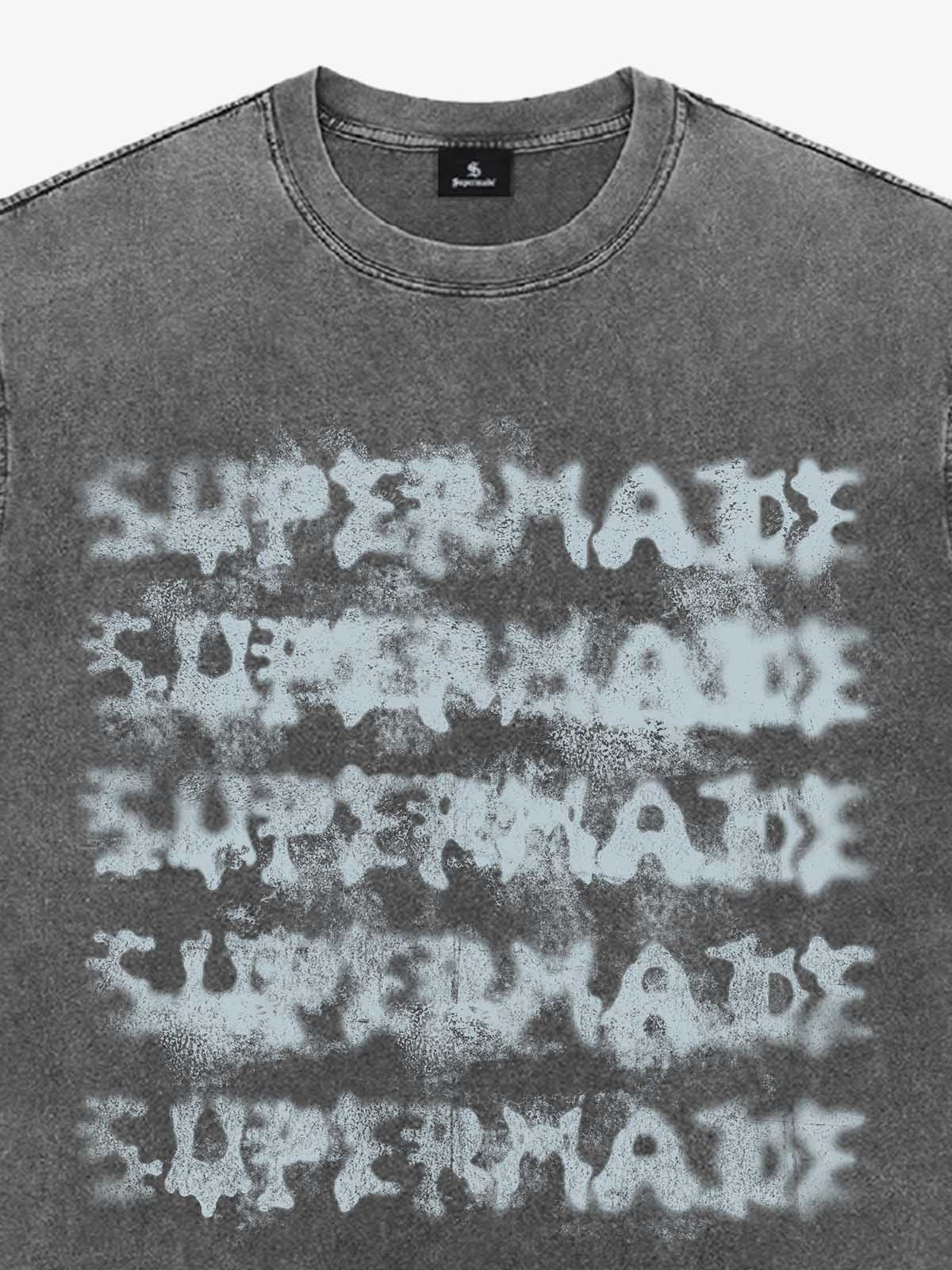Washed Spray Effect Letter Print T-Shirt - Image 10