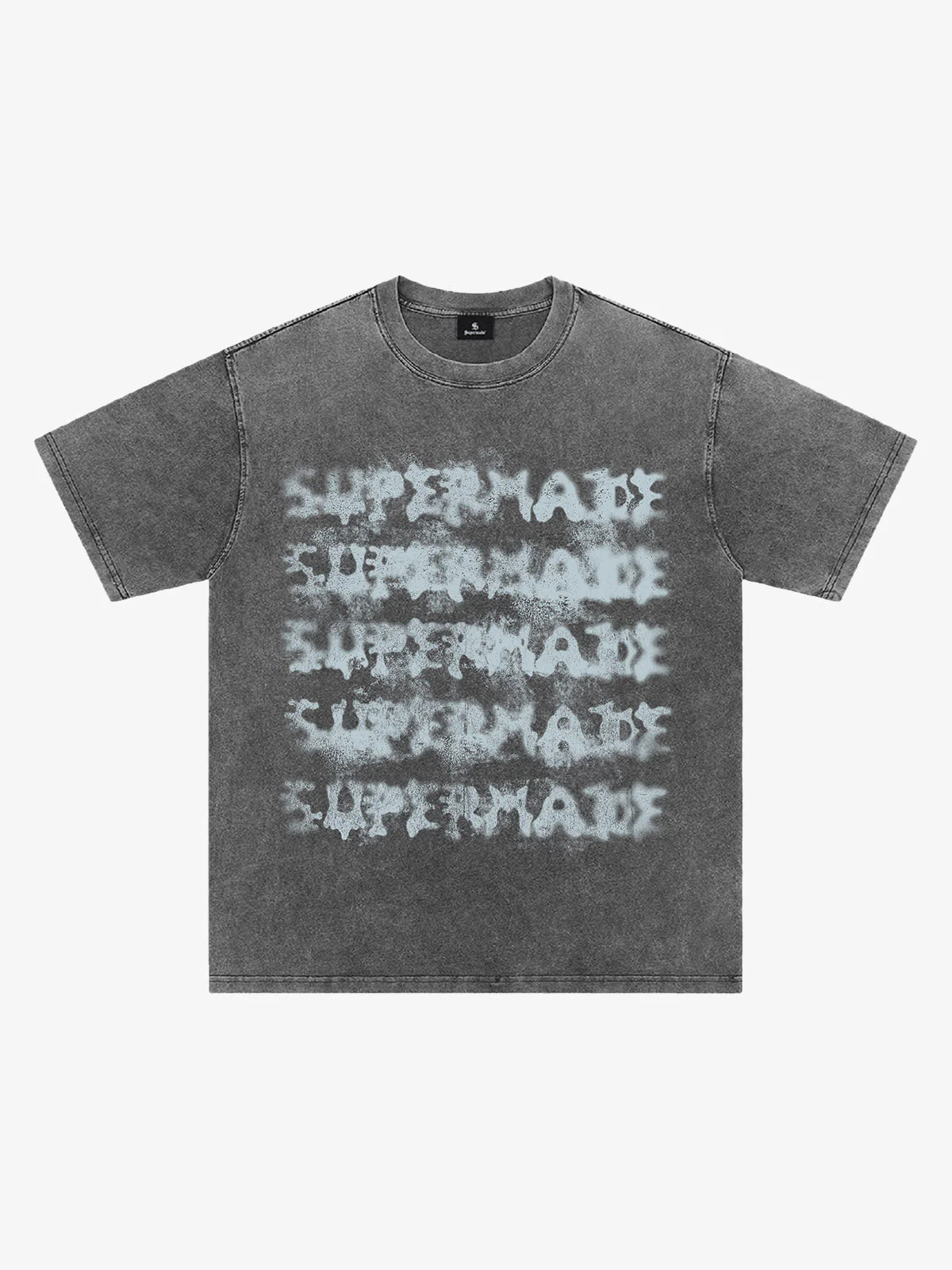 Washed Spray Effect Letter Print T-Shirt - Image 2