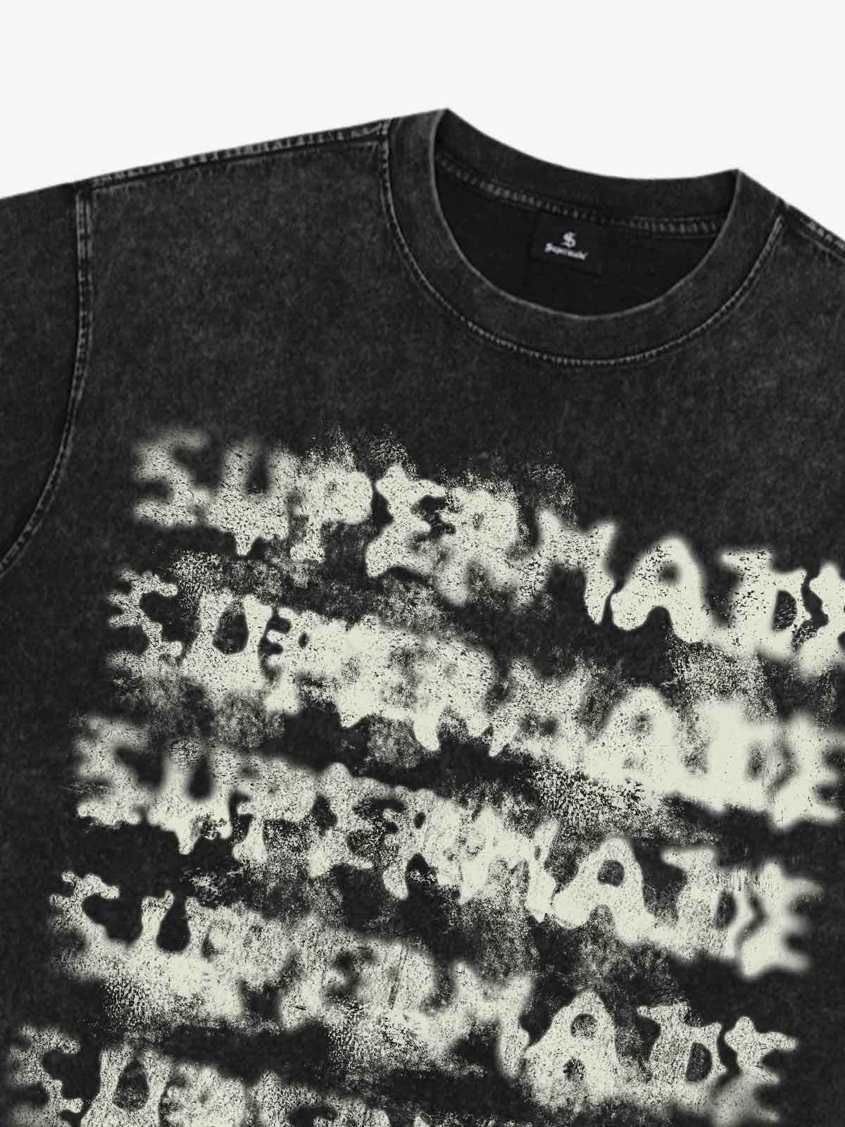 Washed Spray Effect Letter Print T-Shirt - Image 5