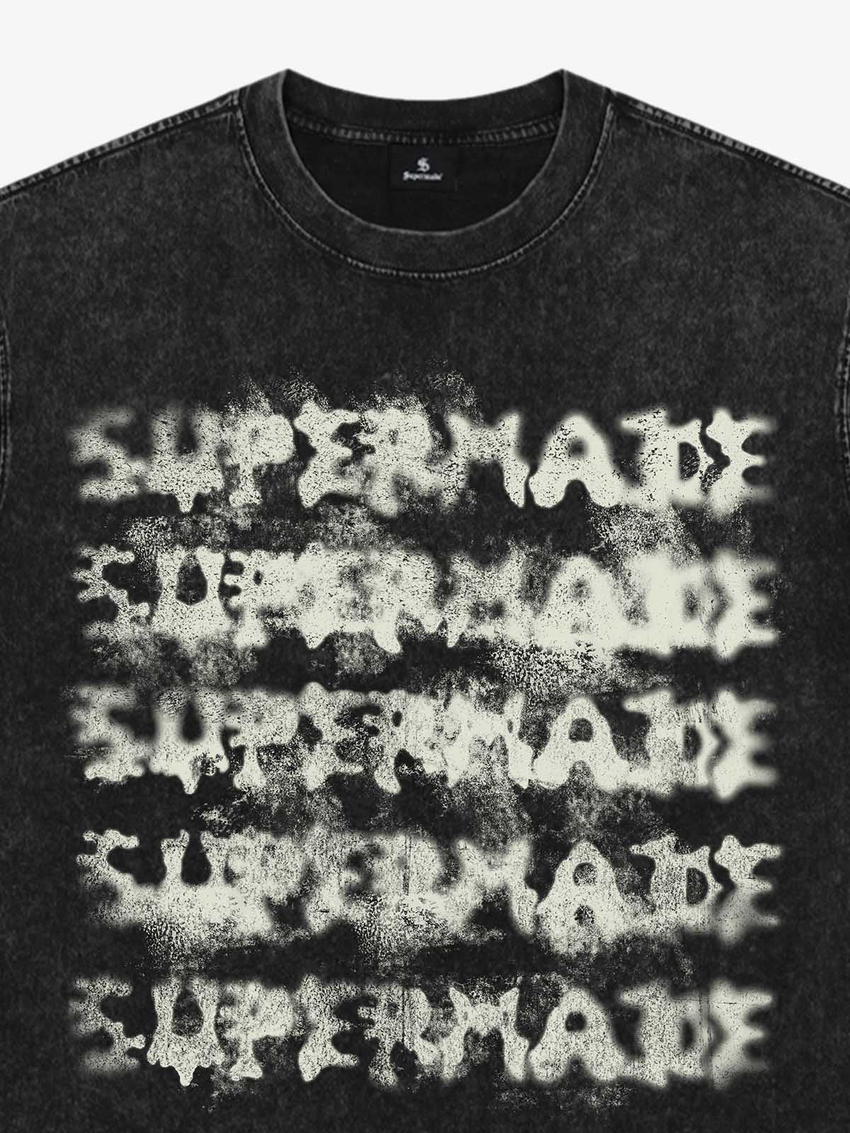 Washed Spray Effect Letter Print T-Shirt - Image 6