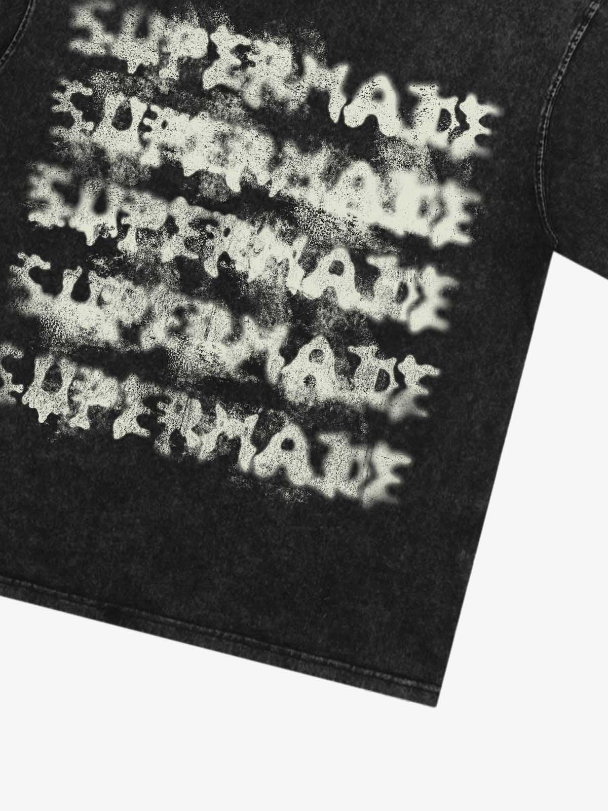 Washed Spray Effect Letter Print T-Shirt - Image 8