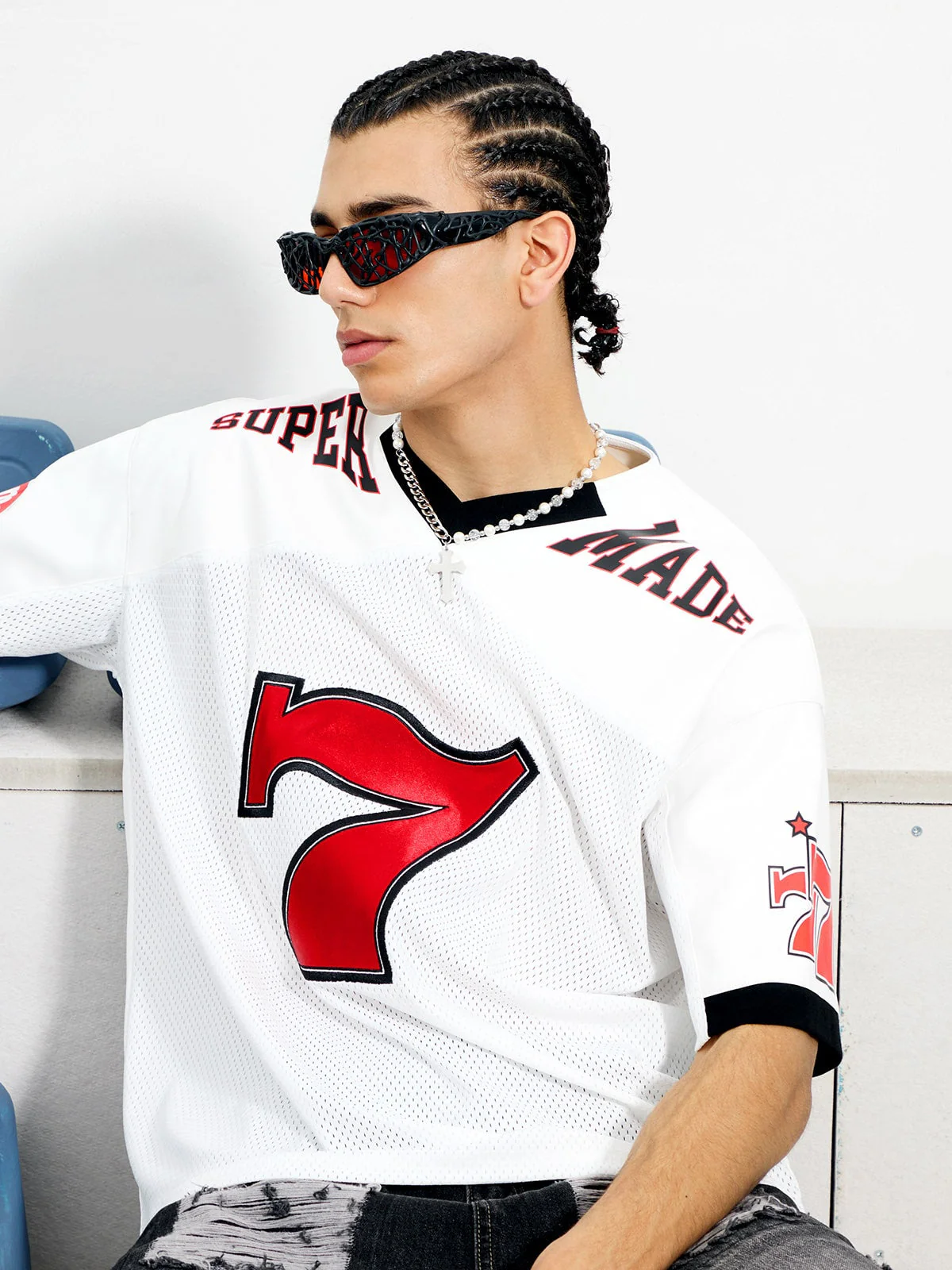 Original "SUPER 7" V-Neck Jersey T-SHIRT - 2400 - Image 3