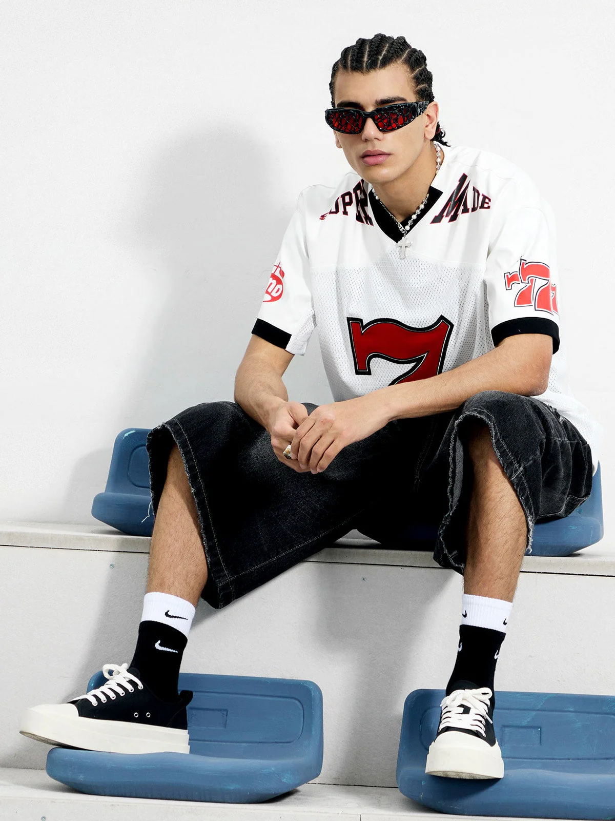 Original "SUPER 7" V-Neck Jersey T-SHIRT - 2400 - Image 5
