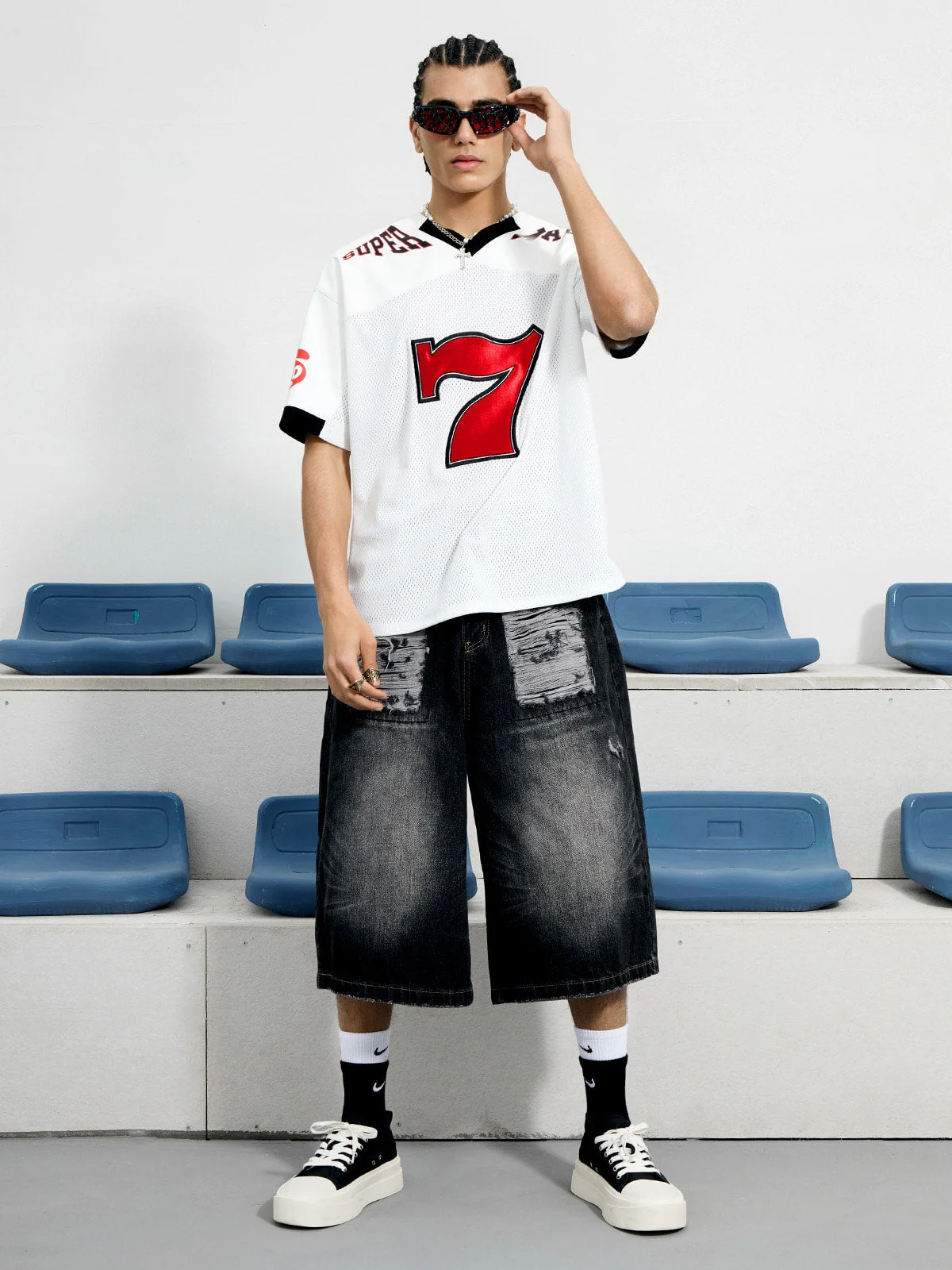 Original "SUPER 7" V-Neck Jersey T-SHIRT - 2400 - Image 9