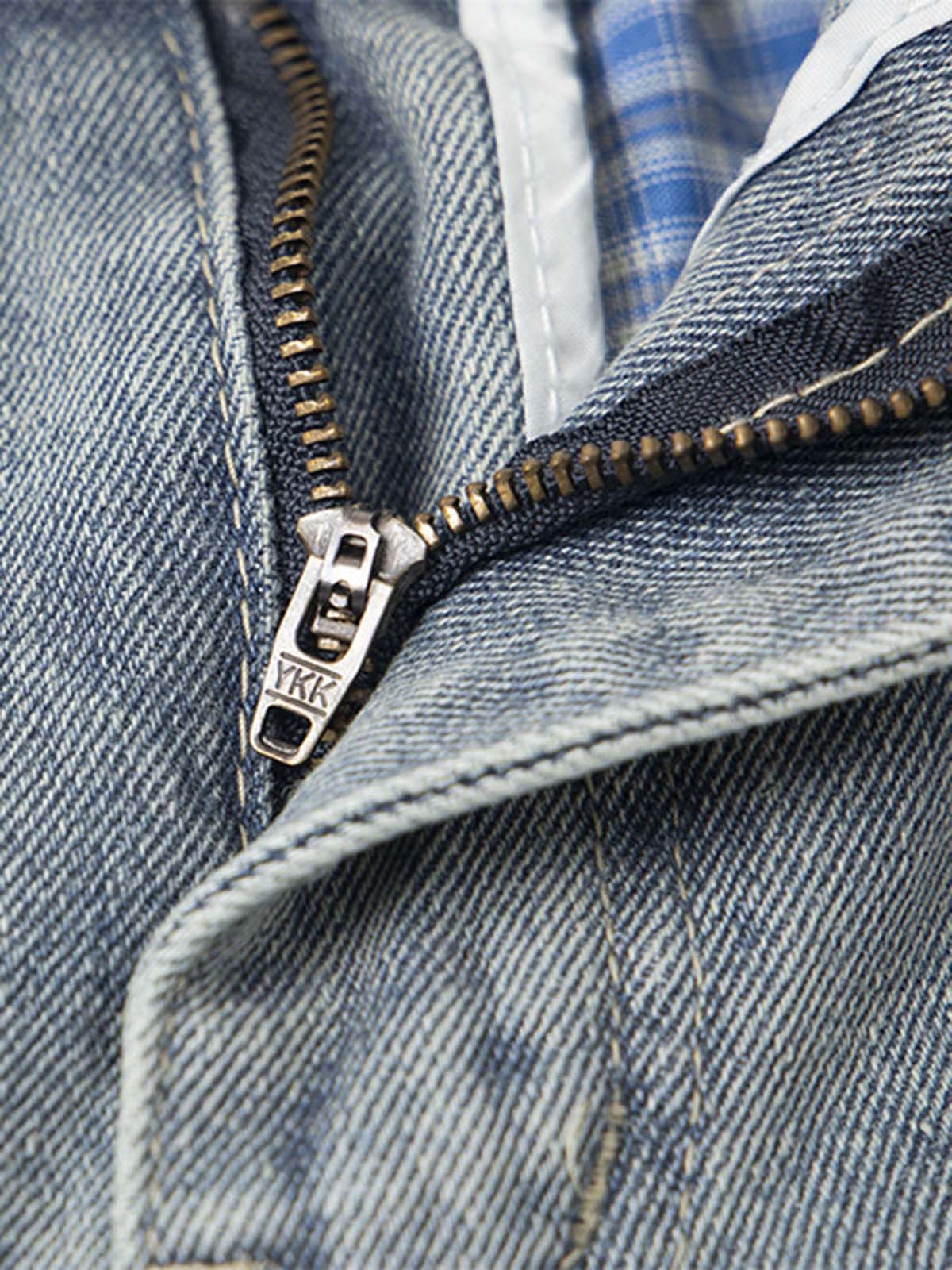 Plaid Double Waist Baggy Jeans - 2505 - Image 5