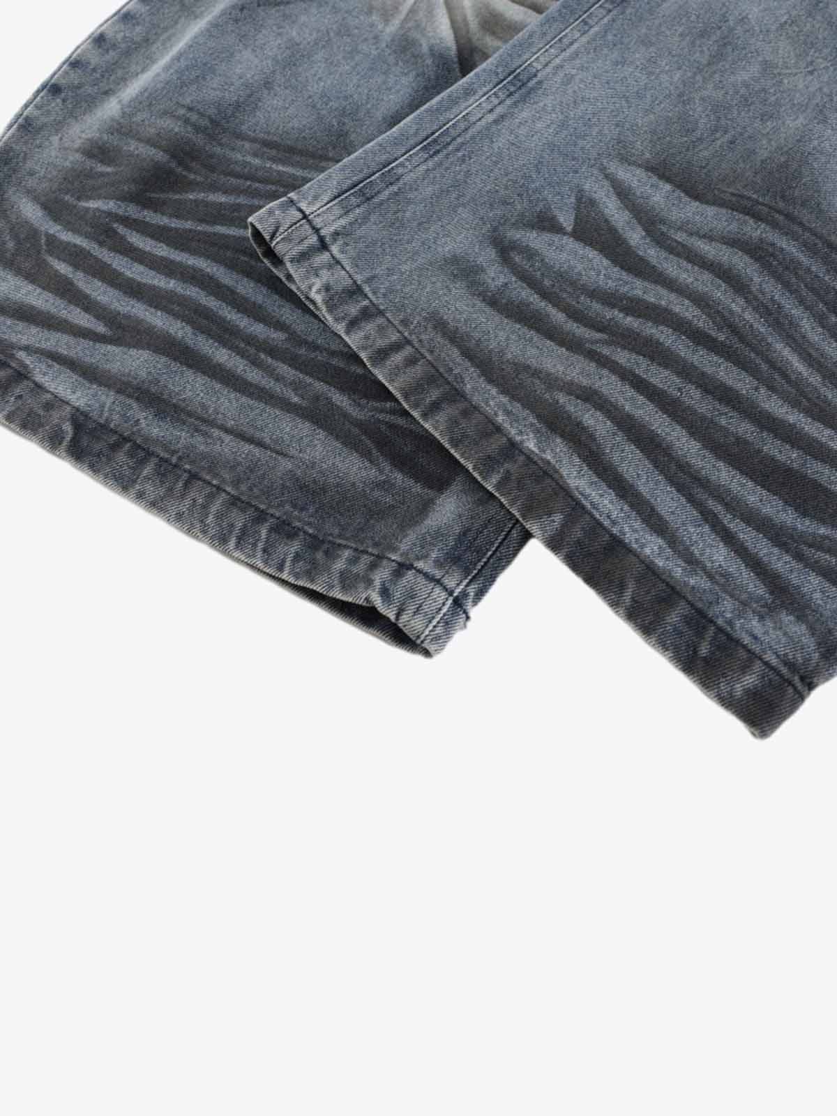 Wrinkle Effect Print Wide Leg Denim Jeans - Image 7